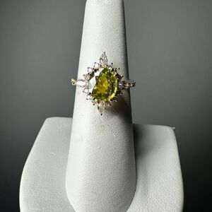 NWT 8.2x7.2mm Oval Cut Sphene with .64ctw diamonds in 14kt yellow gold ring!